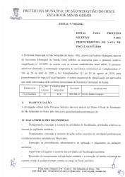Edital 032022 para processo seletivo para preenchimento de vaga de fiscal sanitário