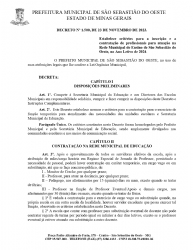 Inscrição e a contratação de profissionais para atuação na Rede Municipal de Ensino de São Sebastião do Oeste, no Ano Letivo de 2024