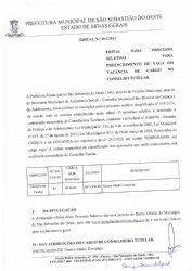 Edital n° 004/2024 - Edital para processo seletivo para preenchimento de vaga em vacância de cargo no Conselho Tutelar