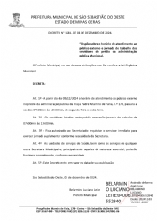 Decreto 1581, que dispõe sobre o horário de atendimento ao público externo e jornada de trabalho dos servidores do prédio da administração pública Municipal.