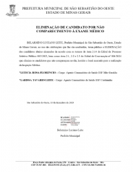 Edital de Eliminação de Candidato por não comparecimento à Exame Médico - Processo Seletivo Público 003/2023