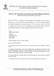 Edital de Convocação para Exame Médico 005/2025 - Processo Seletivo Público 002/2023