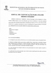 Edital de Convocação para Exame Médico 016/2025