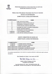 Resultado Preliminar Processo Seletivo N° 002/2025 - Técnico de Enfermagem (Substituição Licença Maternidade)