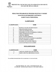 Resultado Preliminar do Processo Seletivo n° 003/2025 Auxiliar de Enfermagem Plantonista (substituição temporária)