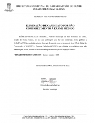 Eliminação de candidato por não comparecimento à exame médico - Decreto 1616/2025