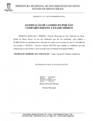 Eliminação de candidato por não comparecimento à exame médico - Decreto 1617/2025