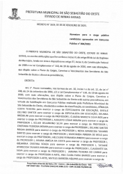 Nomeiam para o cargo público candidatos aprovados em Concurso Público nº 004/2023 - Decreto 1619/2025