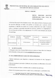 Edital Processo Seletivo Simplificado para vaga de Fonoaudiológo - Edital 06/2025