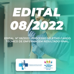 EDITAL  Nº 082022 PROCESSO SELETIVO CARGO: TÉCNICO DE ENFERMAGEM RESULTADO FINAL 