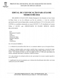 Edital de Convocação para Exames Medicos 001/2023