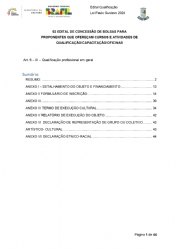 Edital de Concessão de Bolsas para Proponentes que ofereçam cursos e atividades de Qualificação/Capacitação/Oficinas