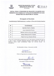 Divulgação do Resultado - Edital para o Processo de Seleção e Eleição dos Membros do Conselho Tutelar do Município de São Sebastião do Oeste/MG Nº 04/2024