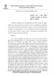 Nomeiam para o cargo público candidatos aprovados em Concurso Público n° 004/2023 - Decreto 1614/2025