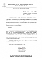 Nomeia para o cargo público candidata aprovada em Concurso Público n° 001/2023 - Decreto n° 1621/2025