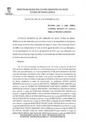 Nomeiam para o cargo público candidatos aprovados em Concurso Público nº 001/2023 e 004/2023 - Decreto nº 1.625/2025