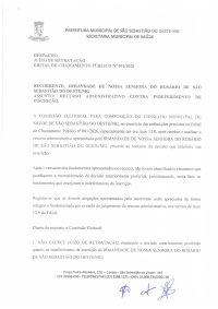 Edital de Chamamento público no 01/2026 - Recorrente: Irmandade de Nossa Senhora do Rosário de São Sebastião do Oeste/MG