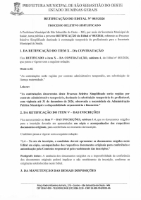 Retificação do Edital - Processo Seletivo - Enfermeiro ESF, Técnico de Enfermagem ESF, Educador Físico em caráter temporário
