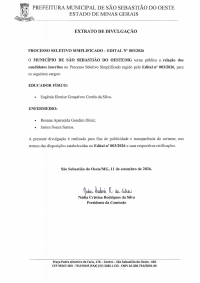 Extrato de Divulgação - Processo Seletivo Simplificado - Edital nº 003/2026