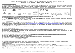 Convocação Professor II – Língua Inglesa - Edital 01/2026