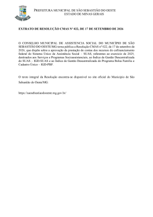 Extrato de Resolução CMAS nº 022, de 17 de setembro de 2026