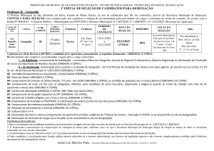 Convocação Professor II Geografia - Edital 01/2025