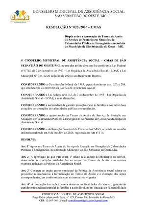Resolução CMAS nº 023, de 08 de outubro de 2026