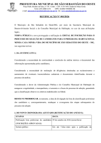 Retificação nº 003/2026 (Nova prorrogação e retificação do edital de inscrição para o processo de seleção de candidatos para o Programa Habitacional Minha Casa Minha Vida)