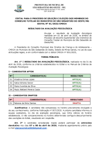 Resultado da Avaliação Psicológica - Edital 001/2025/CMDCA