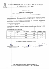 Resultado Final - Processo Seletivo - Enfermeiro - ESF